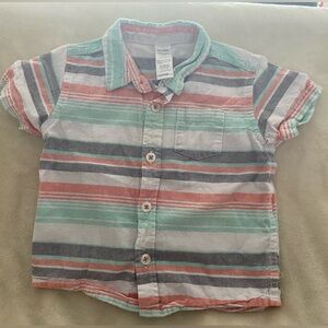 George Baby Boy Striped Button-Down – EUC 6-12m 100%Cotton